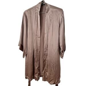 Josie Natori Taupe Silk Belted Short Kimono Robe Women’s Size XS